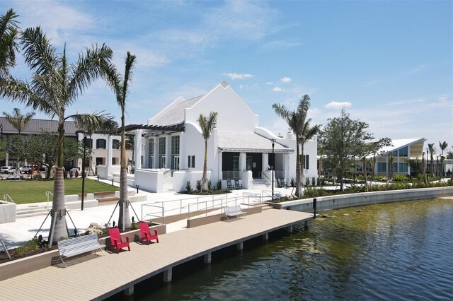 view of dock featuring a water view