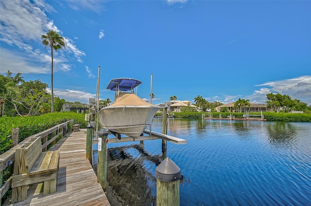 view of dock featuring a water view