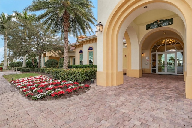 property entrance featuring french doors