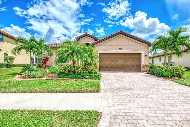 view of front of property with a garage