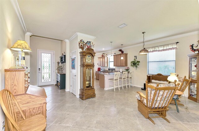 interior space with crown molding and plenty of natural light