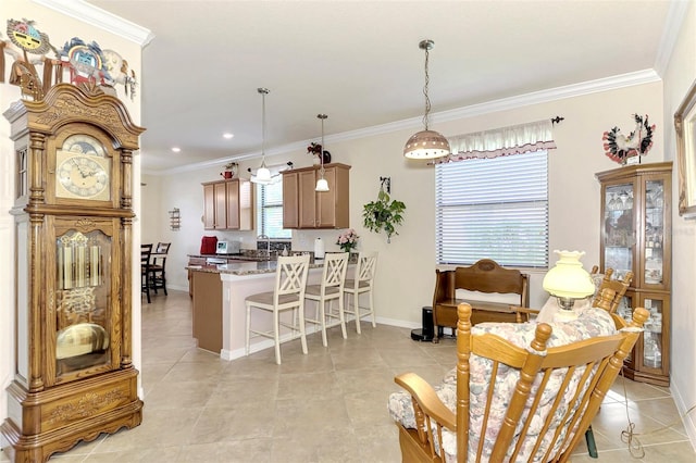 interior space featuring crown molding