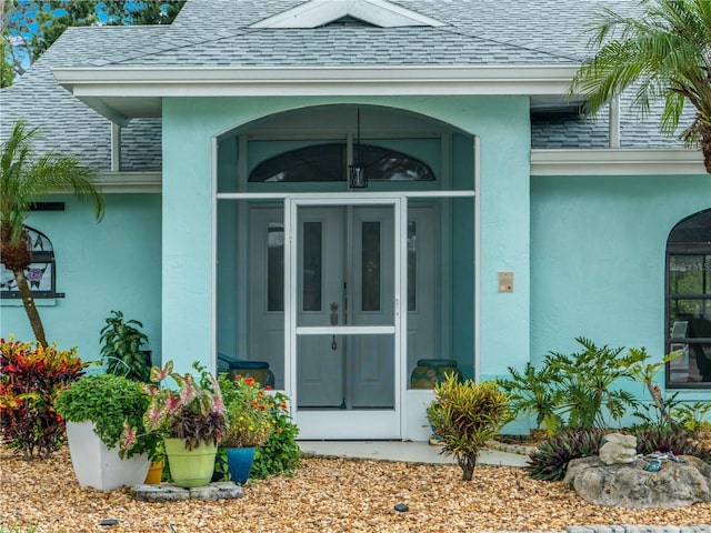 doorway to property with french doors