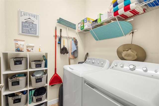 laundry room featuring washer and dryer