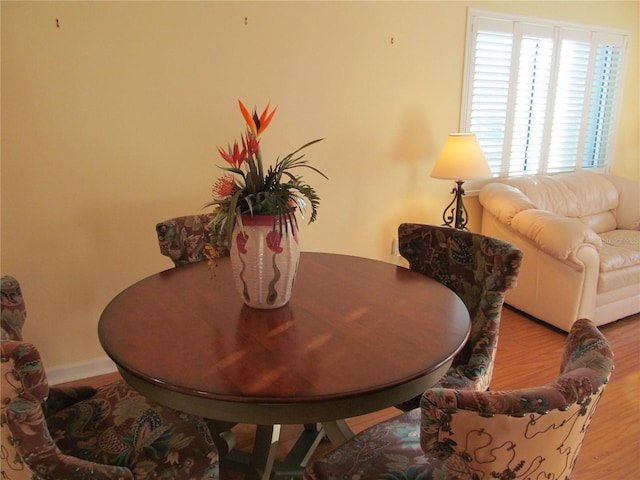 dining space featuring light hardwood / wood-style flooring