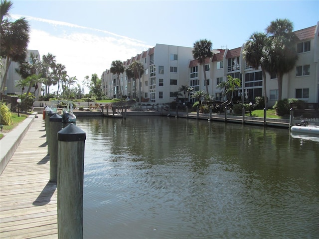 view of dock featuring a water view