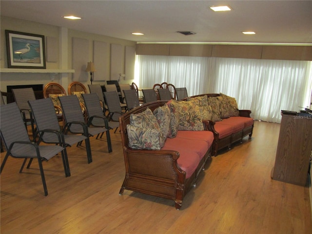 living room featuring light wood-type flooring