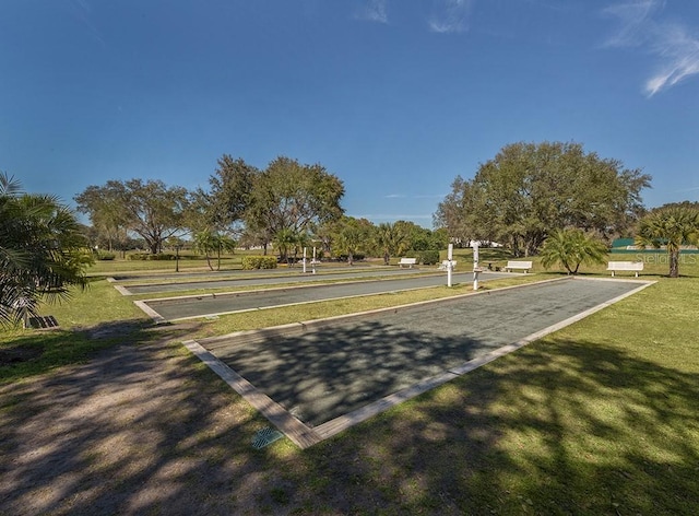 view of property's community featuring a lawn