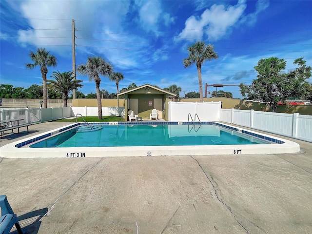 view of swimming pool with a patio area