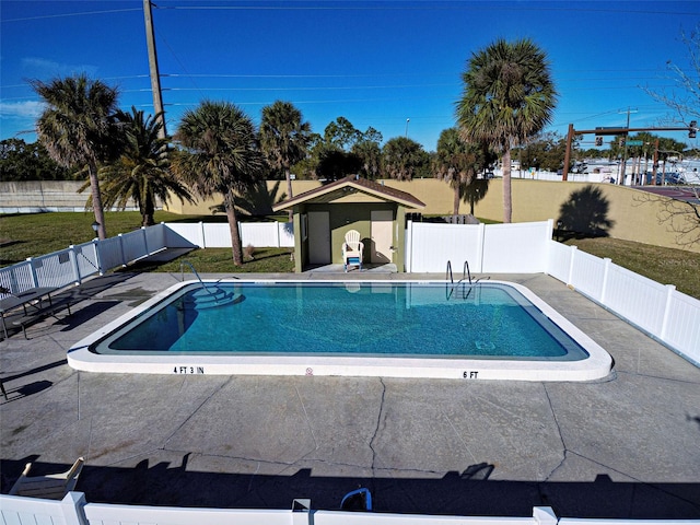 view of swimming pool with a patio