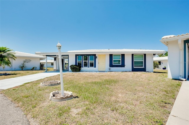 view of front of house with a front lawn