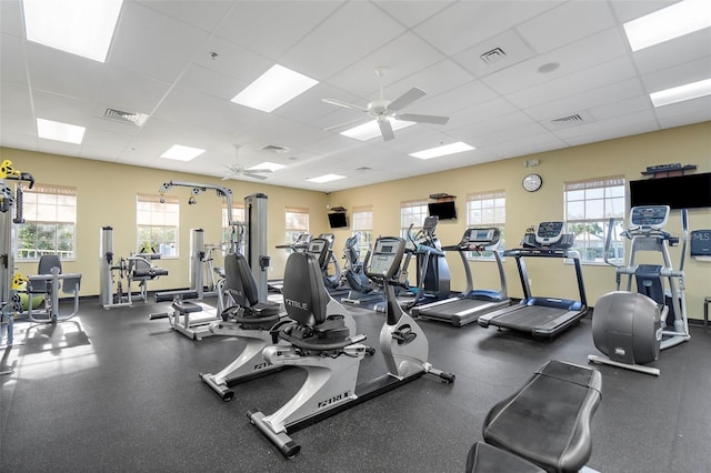 exercise room with visible vents and plenty of natural light