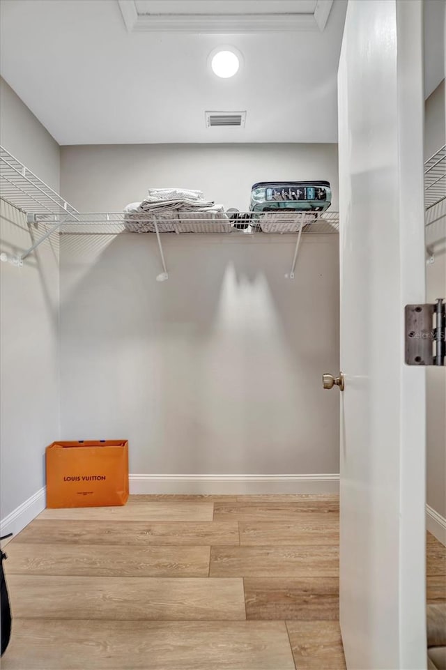 spacious closet with wood-type flooring