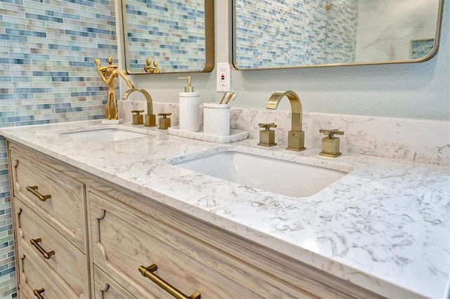 details with vanity and tasteful backsplash