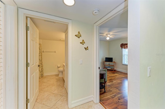 hallway featuring light wood-type flooring