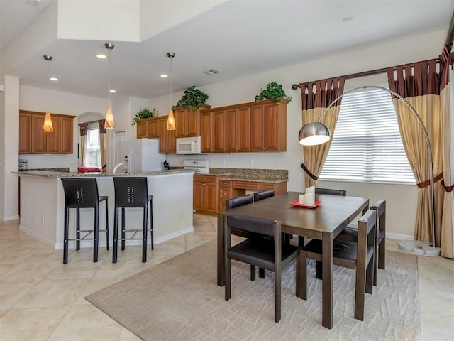 view of tiled dining area