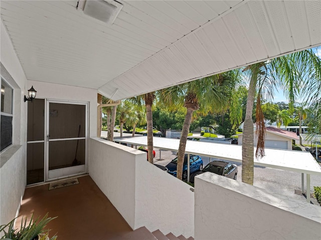 view of patio / terrace with a garage