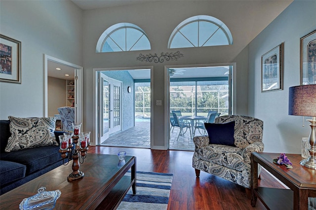 living room with hardwood / wood-style floors