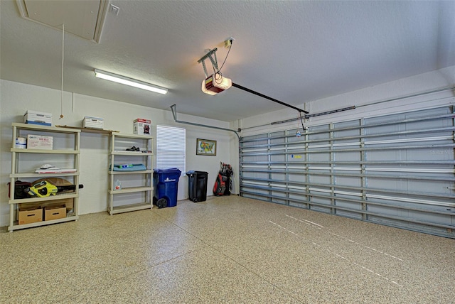 garage with a garage door opener