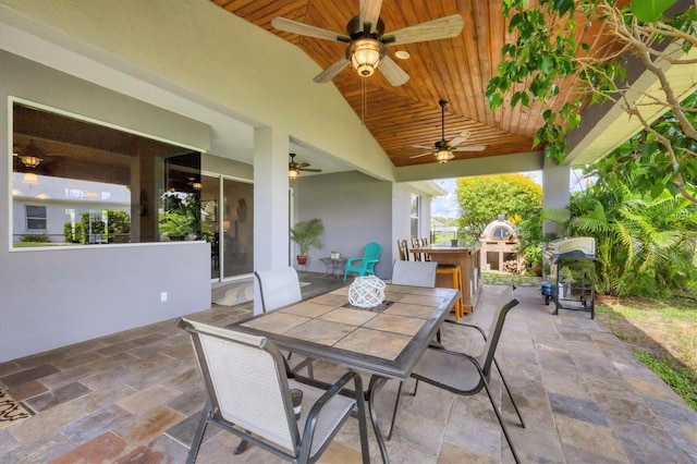 view of patio / terrace featuring ceiling fan