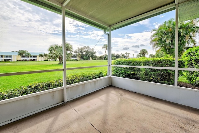 view of unfurnished sunroom