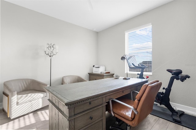 home office featuring light wood-type flooring