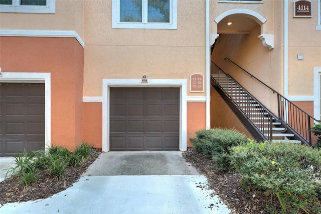 exterior space featuring a garage