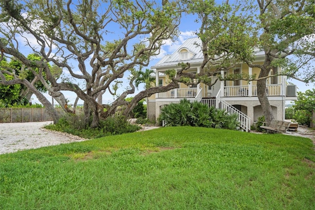 view of yard featuring a porch