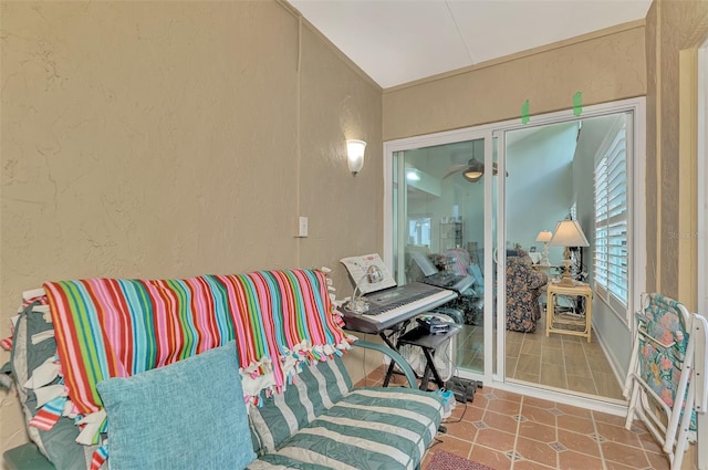 interior space with tile patterned floors