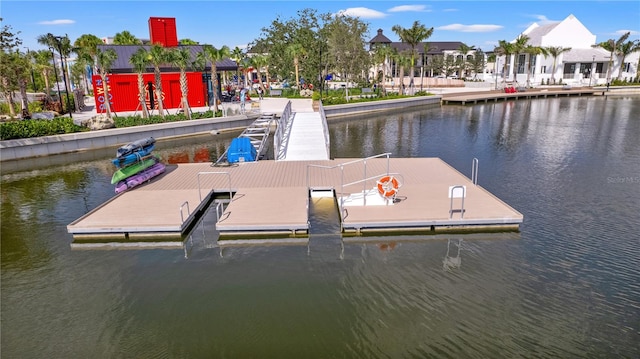 view of dock featuring a water view