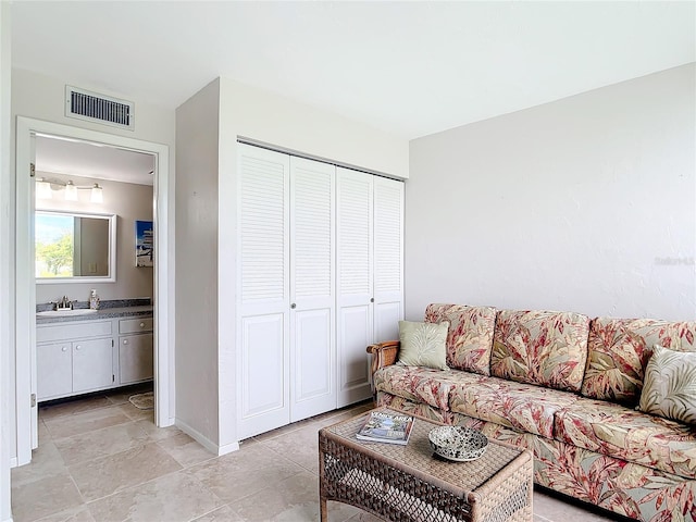 living room with sink