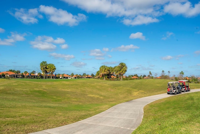 view of property's community featuring a lawn