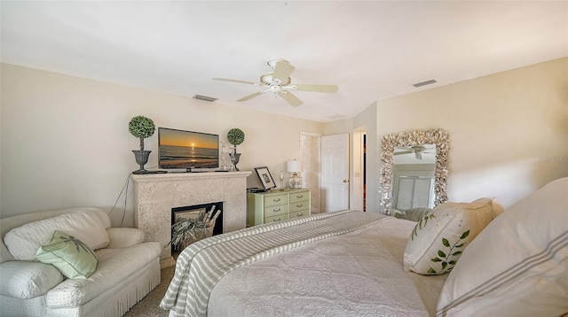 bedroom featuring ceiling fan