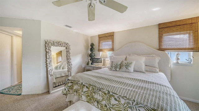 bedroom with carpet and ceiling fan