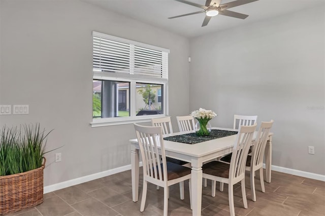 dining room featuring ceiling fan