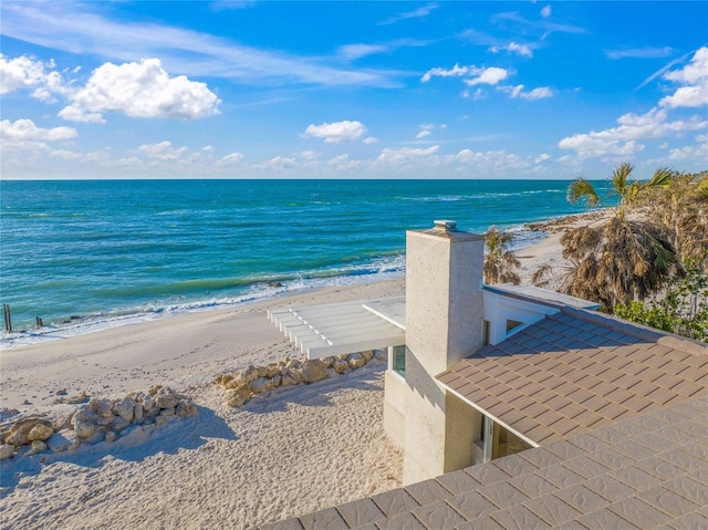 view of water feature featuring a beach view