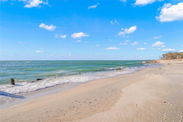 property view of water featuring a view of the beach