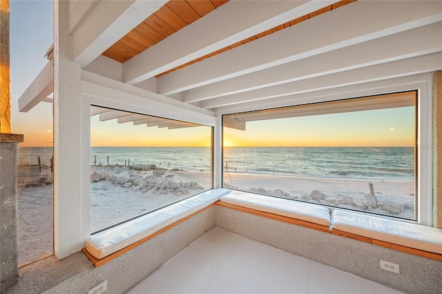 interior space with a view of the beach