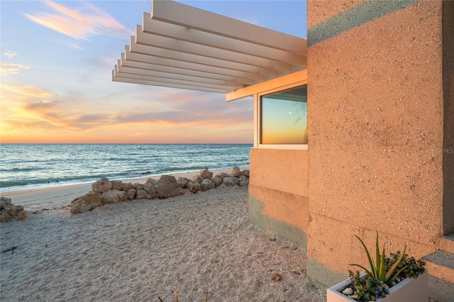 view of water feature featuring a beach view