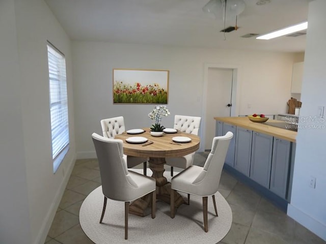 view of tiled dining room