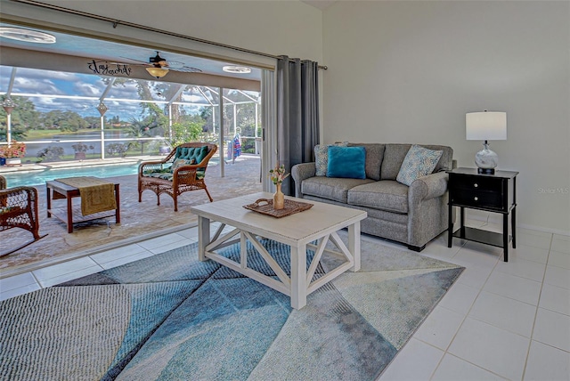 view of tiled living room