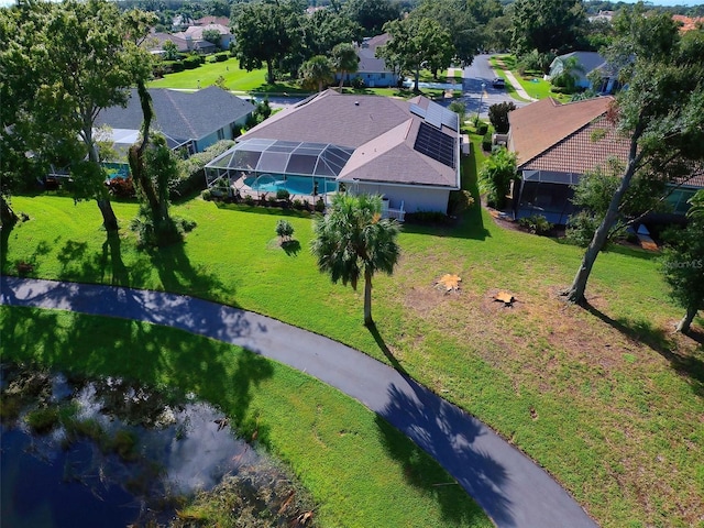 bird's eye view featuring a water view