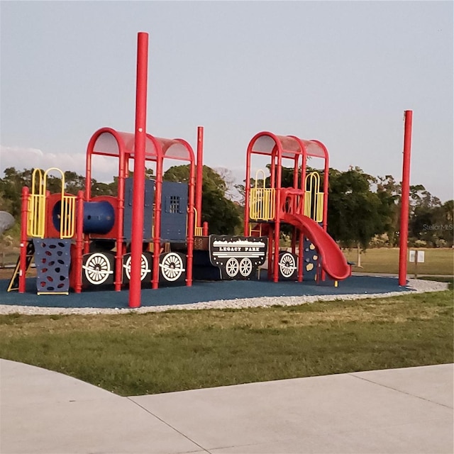 view of play area with a lawn