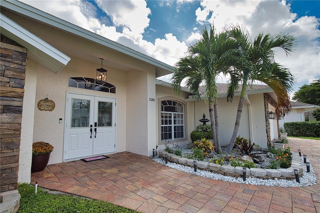 property entrance with french doors