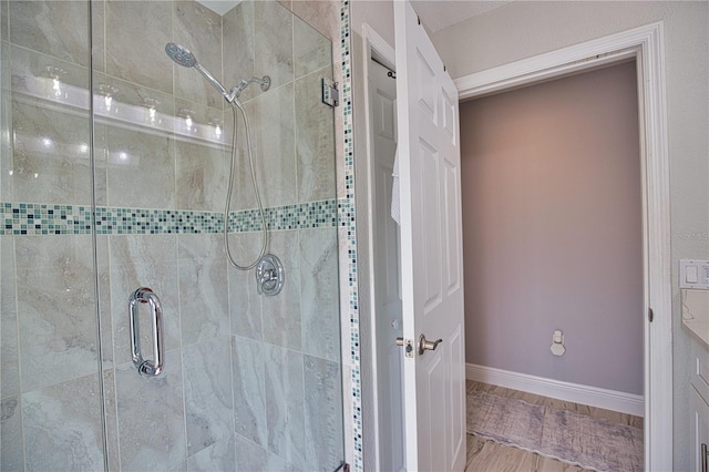 bathroom featuring walk in shower