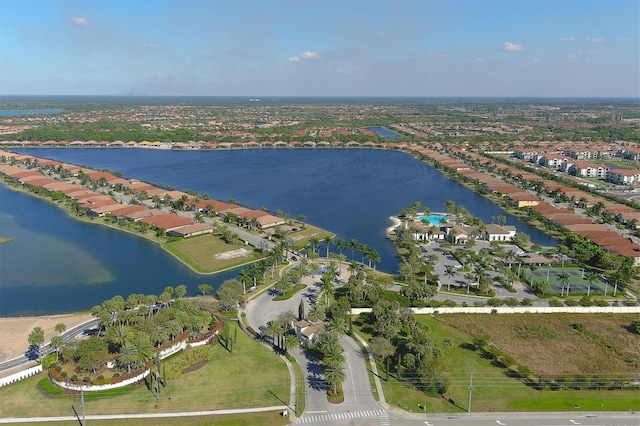 bird's eye view featuring a water view