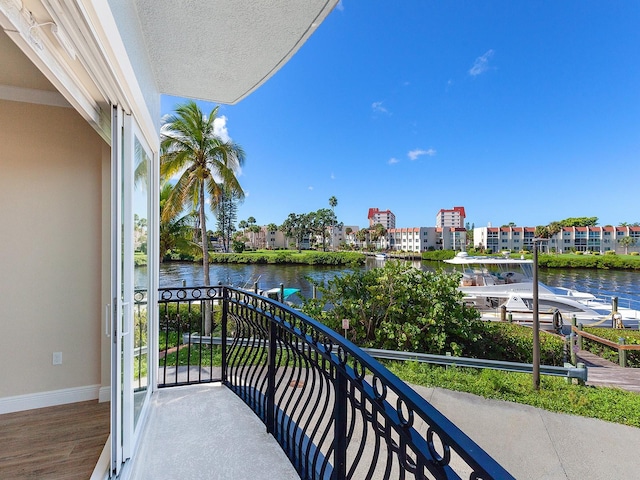 balcony with a water view