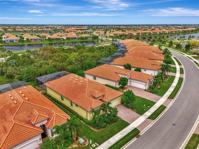 bird's eye view featuring a water view