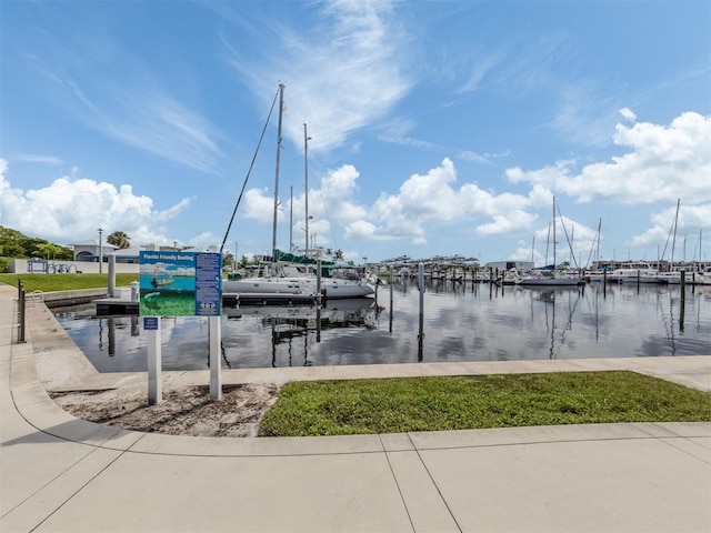 view of dock featuring a water view