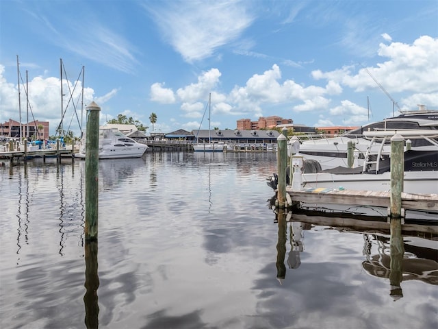 view of dock featuring a water view